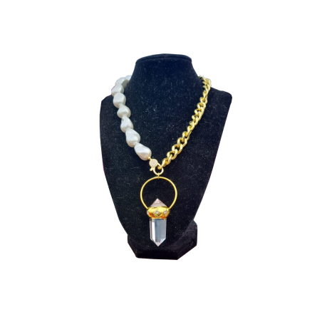 collana con quarzo ialino