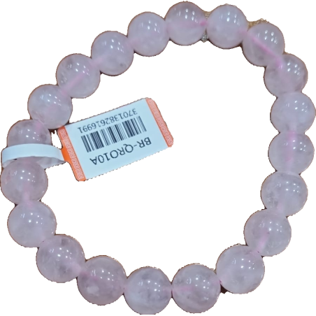 Bracciale in quarzo rosa con perline da 10mm