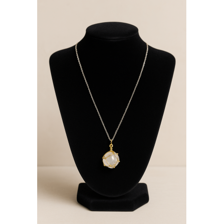 Collana con spiralina in metallo e pietra energetica